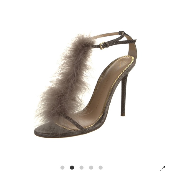 Charlotte Olympia Brown Feathered Heels - Picture 1 of 5